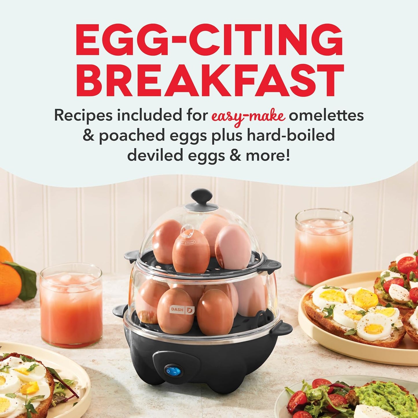 Deluxe 12-Capacity Rapid Egg Cooker - Perfect for Hard Boiled, Poached, Scrambled Eggs & More with Auto Shut Off - Black