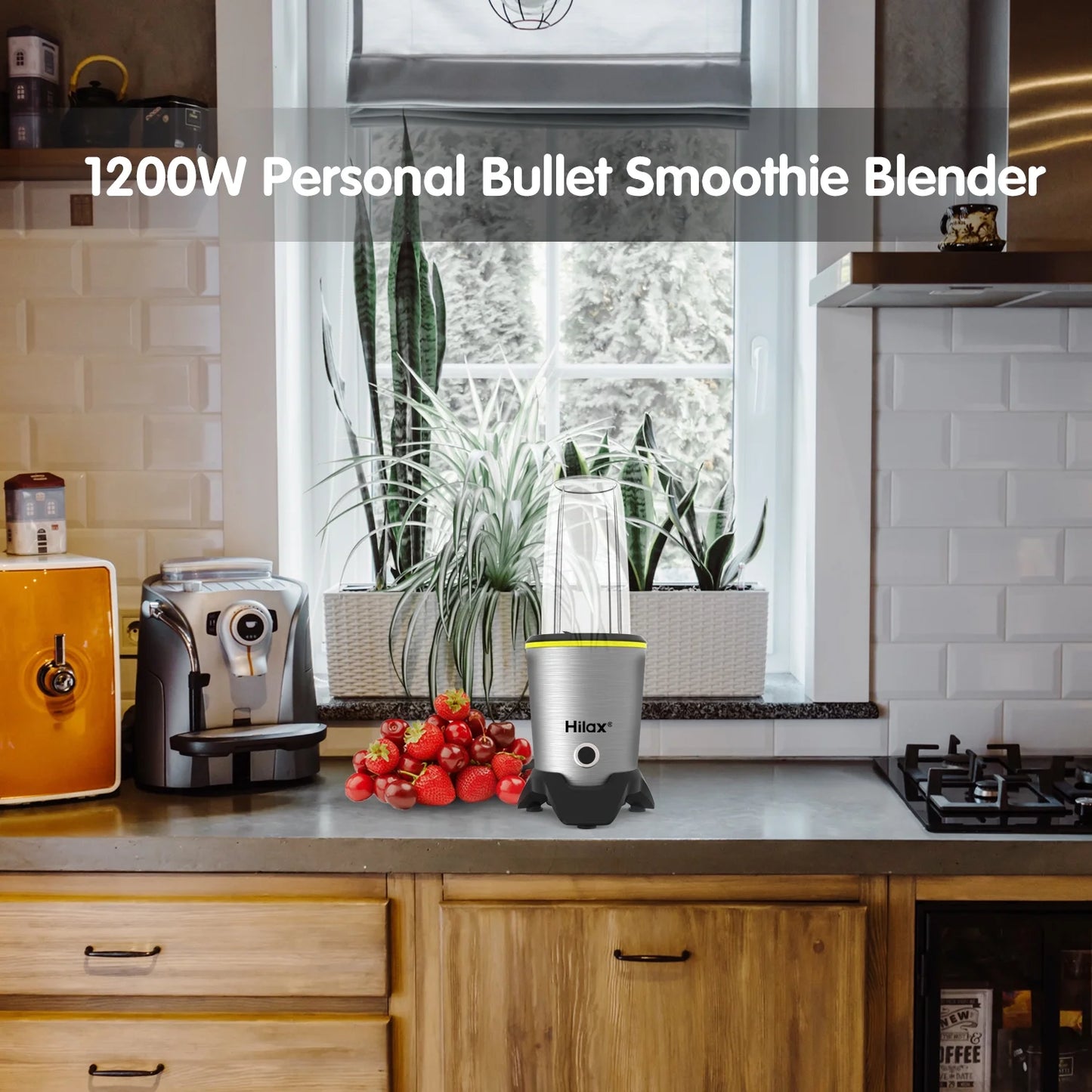 Powerful Personal Portable Blender for Smoothies and Food Prep - 1200W, BPA Free, Includes 35Oz & 14Oz Bottles, Silver