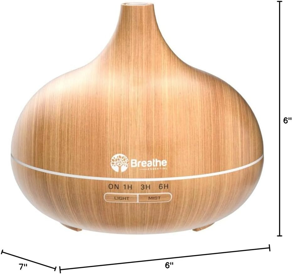 Premium 550Ml Essential Oil Diffuser with Cleaning Kit & Measuring Cup - 18 Hour Runtime, 16 LED Light Settings & Auto Power Off in Elegant Natural Oak