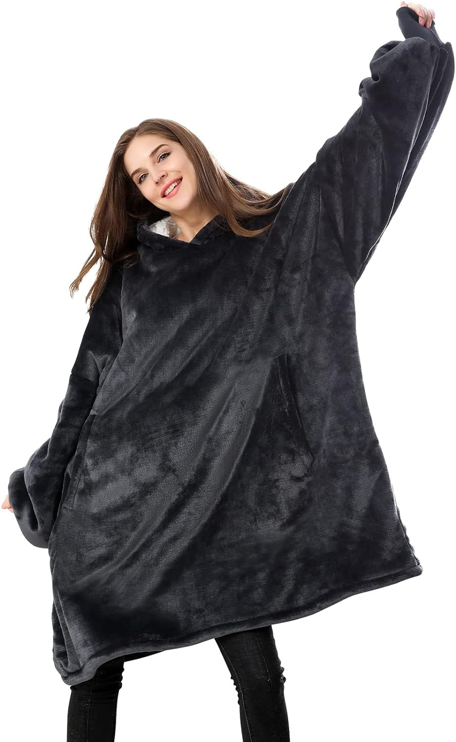 Cozy Oversized Sherpa Hoodie Blanket - Ultimate Warmth for Men and Women!