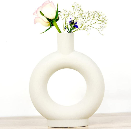 Nordic Minimalist Ceramic Flower Vases - Modern Geometric Centerpieces for Home, Office, and Kitchen Decor