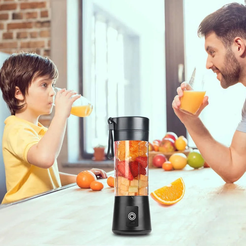 Portable Battery-Powered Blender - Sleek Black Design for Smoothies On-the-Go