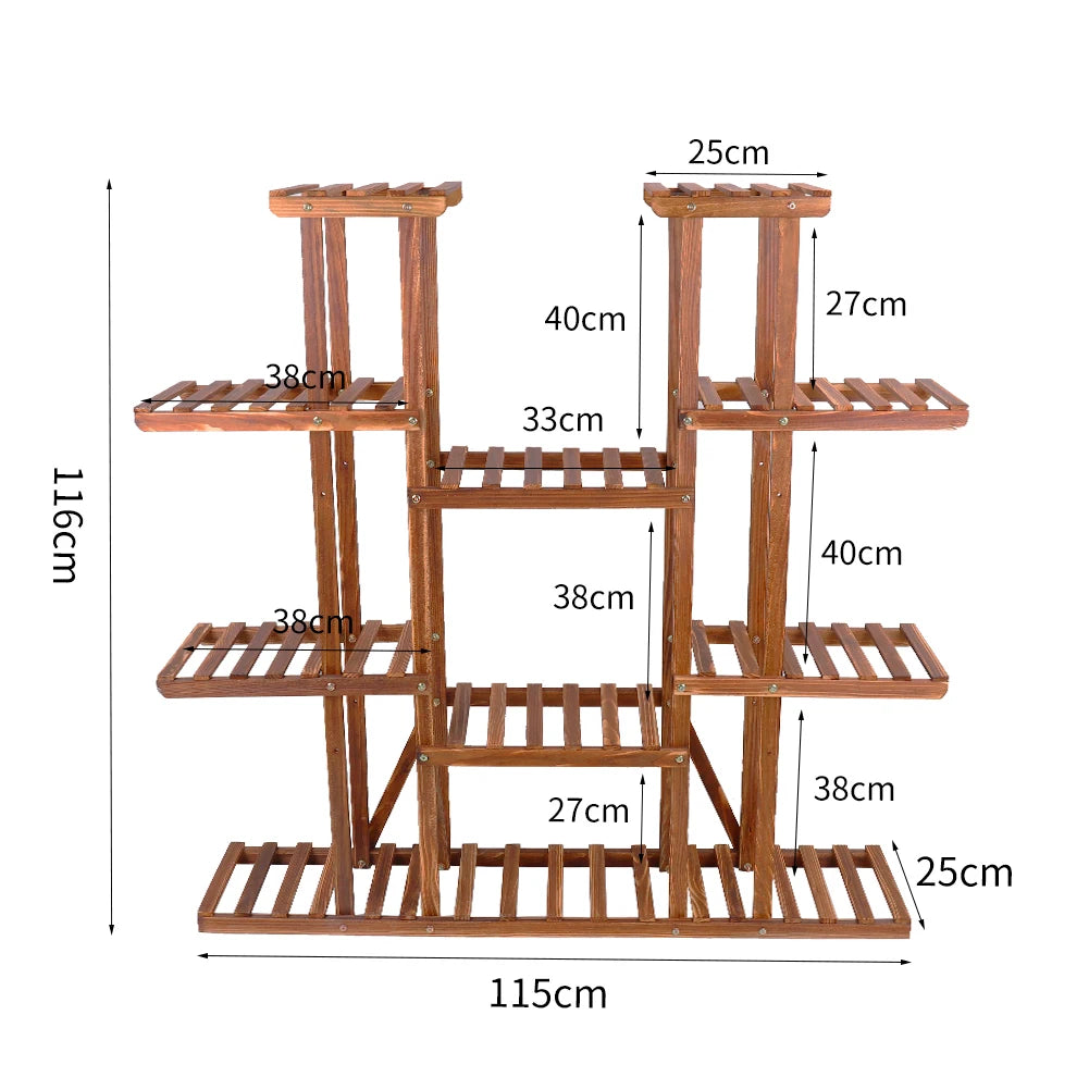 UNHO 46-Inch Multi-Tier Wooden Plant Stand - Stylish 16-Shelf Flower Rack for Indoor & Outdoor Use - Perfect for Patios and Gardens