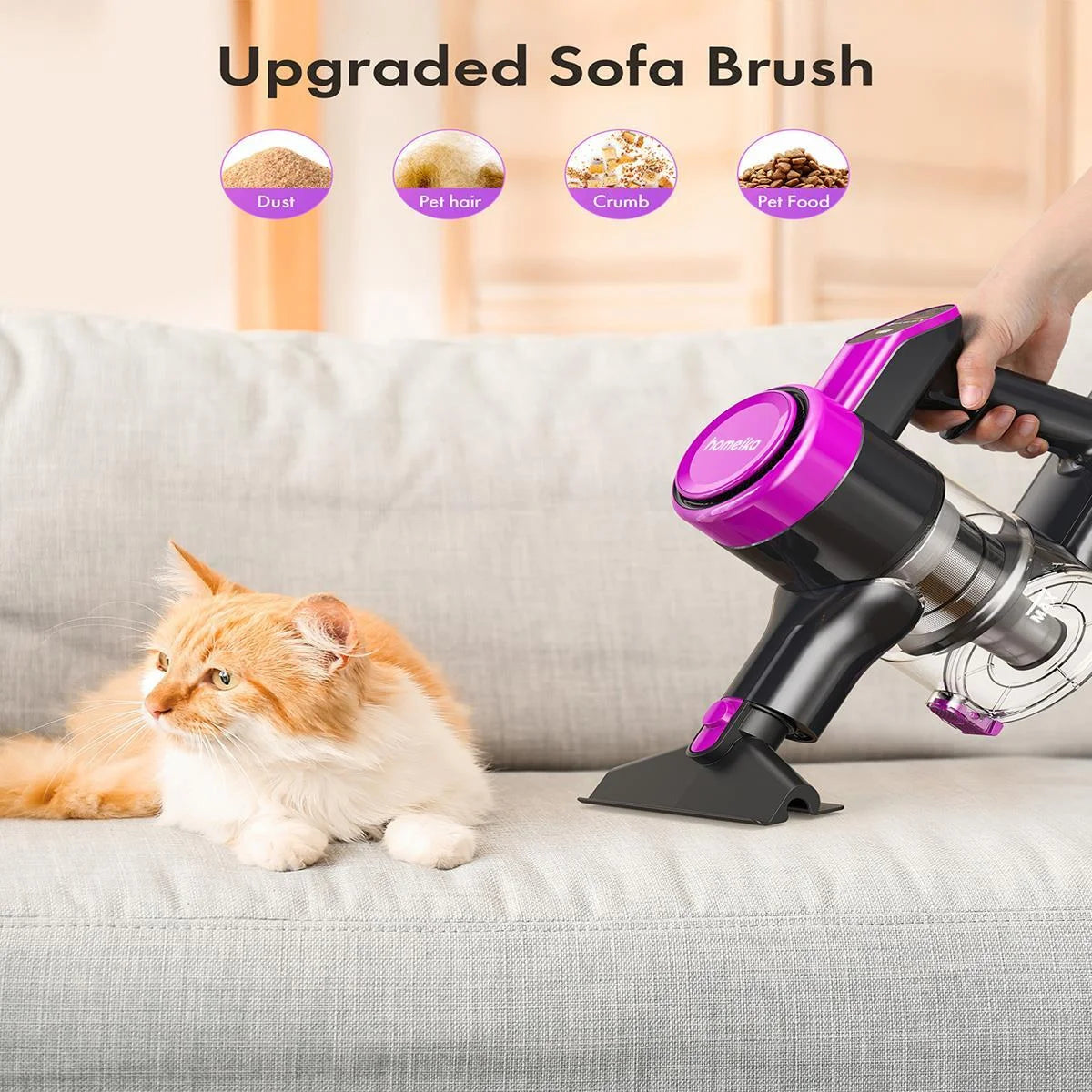 Powerful Cordless Vacuum Cleaner - 300W 23Kpa Suction, LED Display, 3 Modes, 48Mins Runtime, Lightweight Stick with Sofa Brush for Hard Floors, Carpets & Pet Hair - Sleek Black Design