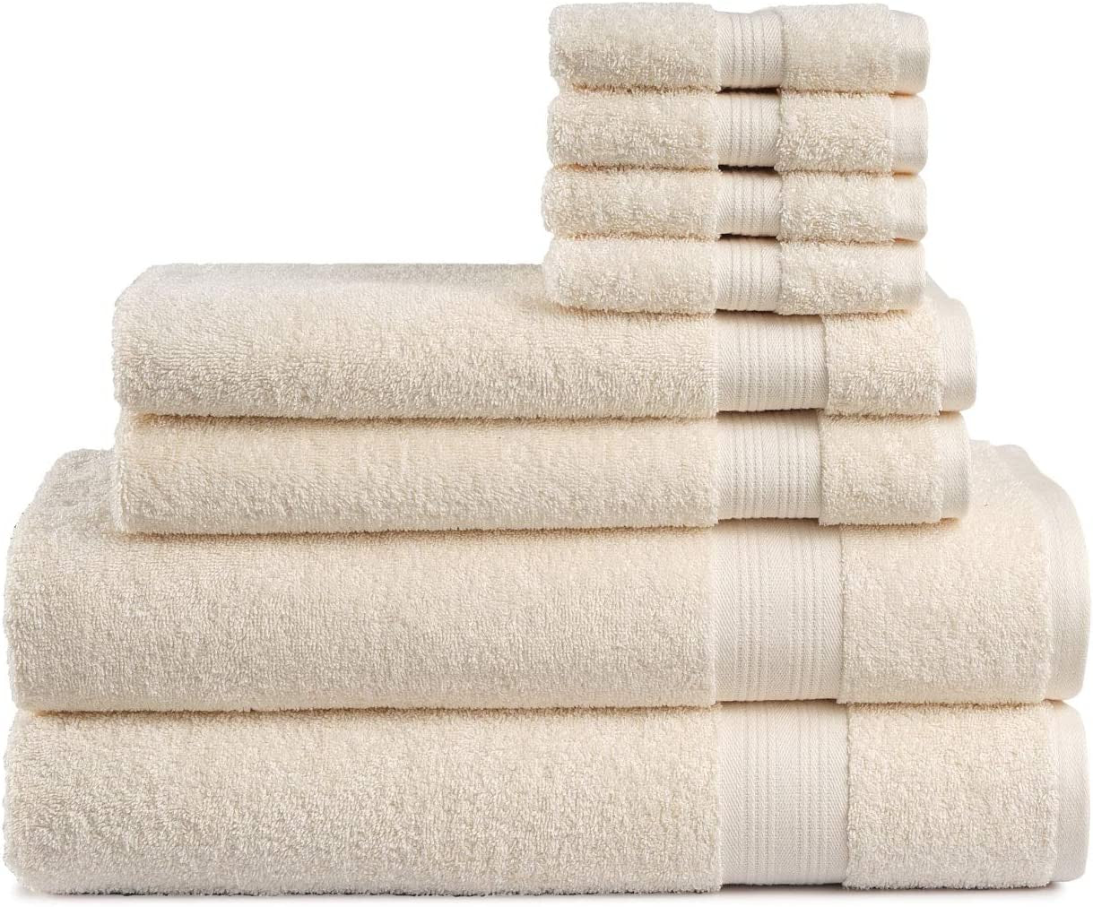 Luxurious 600 GSM 8-Piece Cotton Towel Set - Premium Hotel Quality Bath, Hand & Washcloths in Elegant Ivory