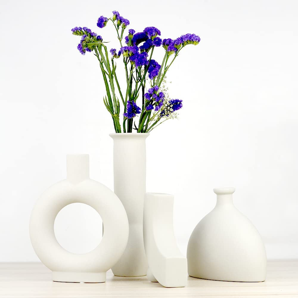 Nordic Minimalist Ceramic Flower Vases - Modern Geometric Centerpieces for Home, Office, and Kitchen Decor