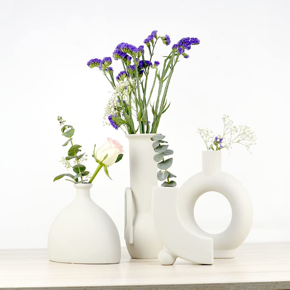 Nordic Minimalist Ceramic Flower Vases - Modern Geometric Centerpieces for Home, Office, and Kitchen Decor