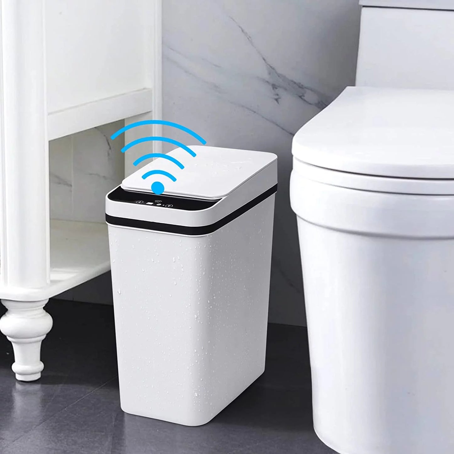 Touchless 2.5 Gallon Bathroom Trash Can with Lid - Perfect for Kitchen and Bathroom Use