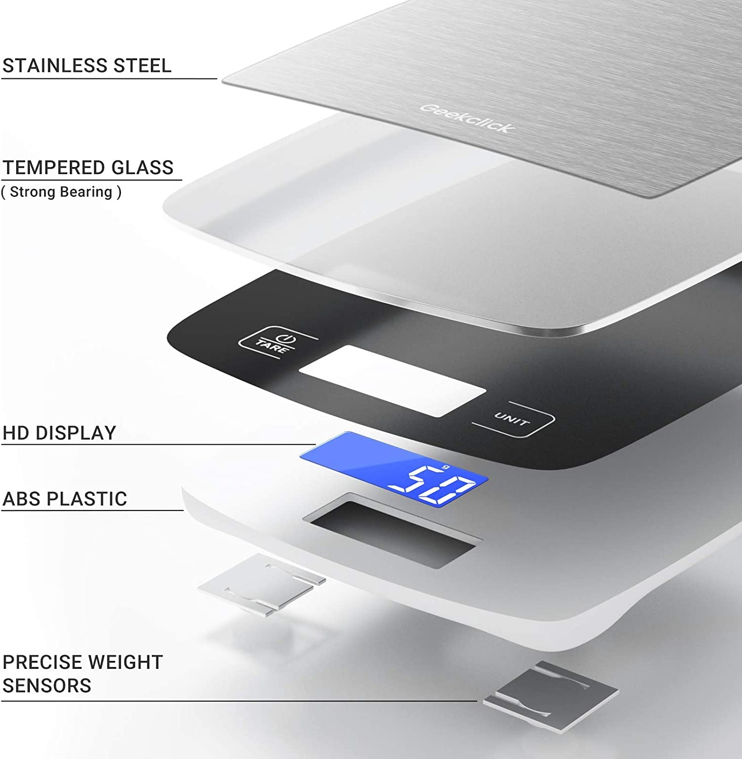 Precision Digital Kitchen Scale - Compact Food Weight Scale for Grams & Ounces, Ideal for Baking, Cooking, Meal Prep & Weight Loss, Easy Clean Stainless Steel Design