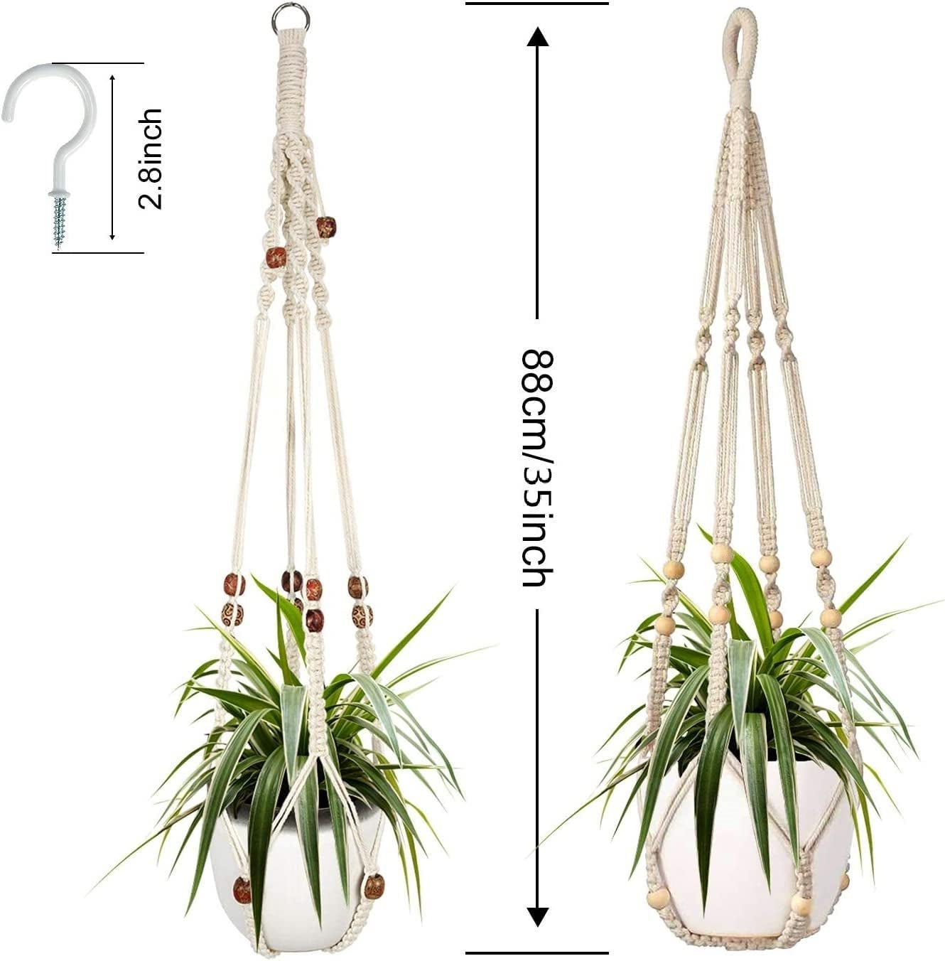 Stylish Macrame Plant Hangers - Set of 2 Decorative Indoor Planters for Home Decor