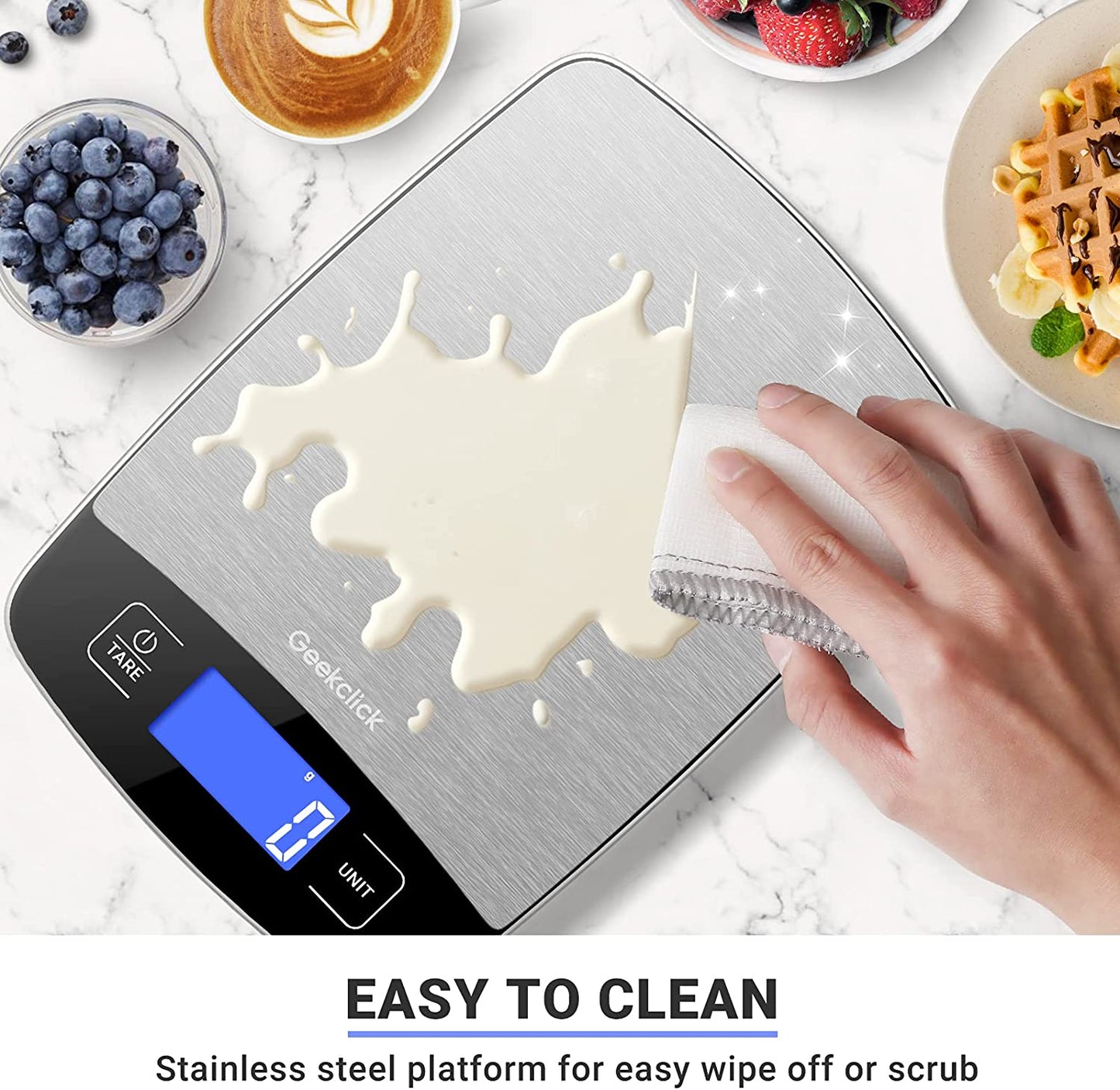 Precision Digital Kitchen Scale - Compact Food Weight Scale for Grams & Ounces, Ideal for Baking, Cooking, Meal Prep & Weight Loss, Easy Clean Stainless Steel Design