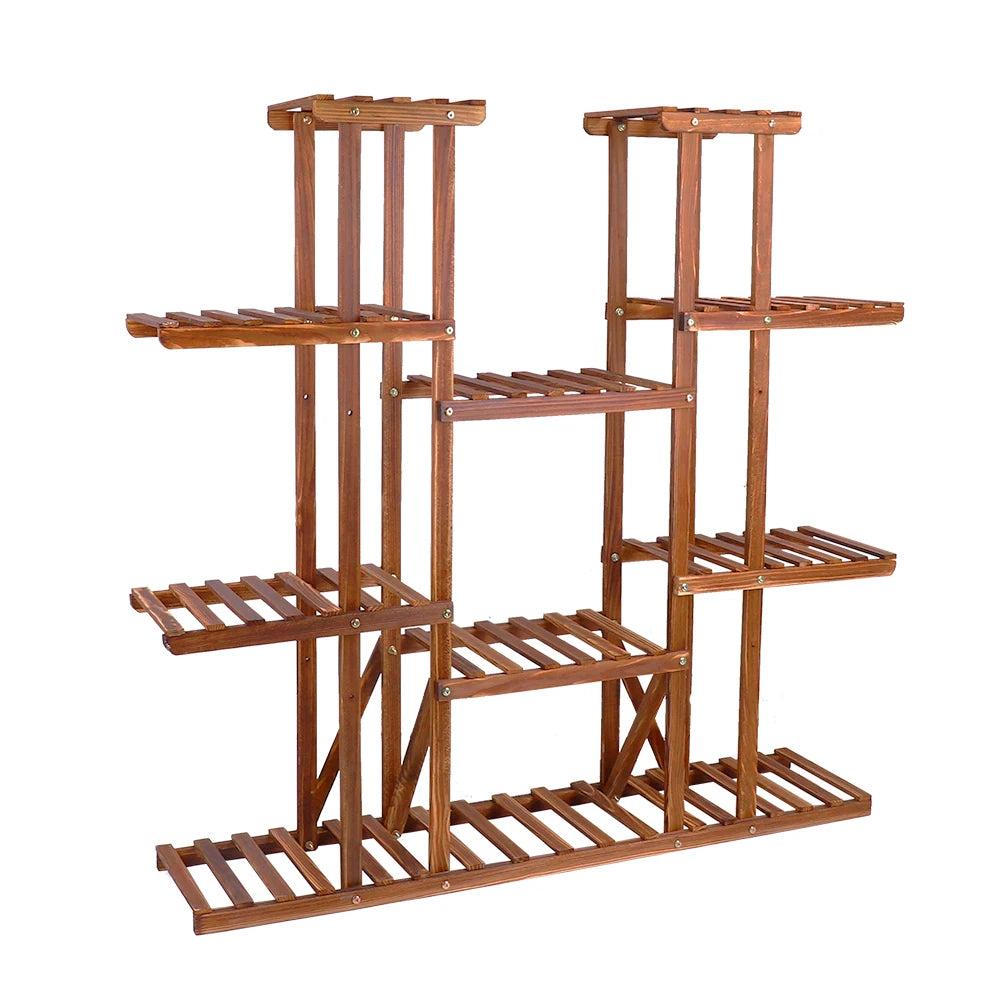 UNHO 46-Inch Multi-Tier Wooden Plant Stand - Stylish 16-Shelf Flower Rack for Indoor & Outdoor Use - Perfect for Patios and Gardens