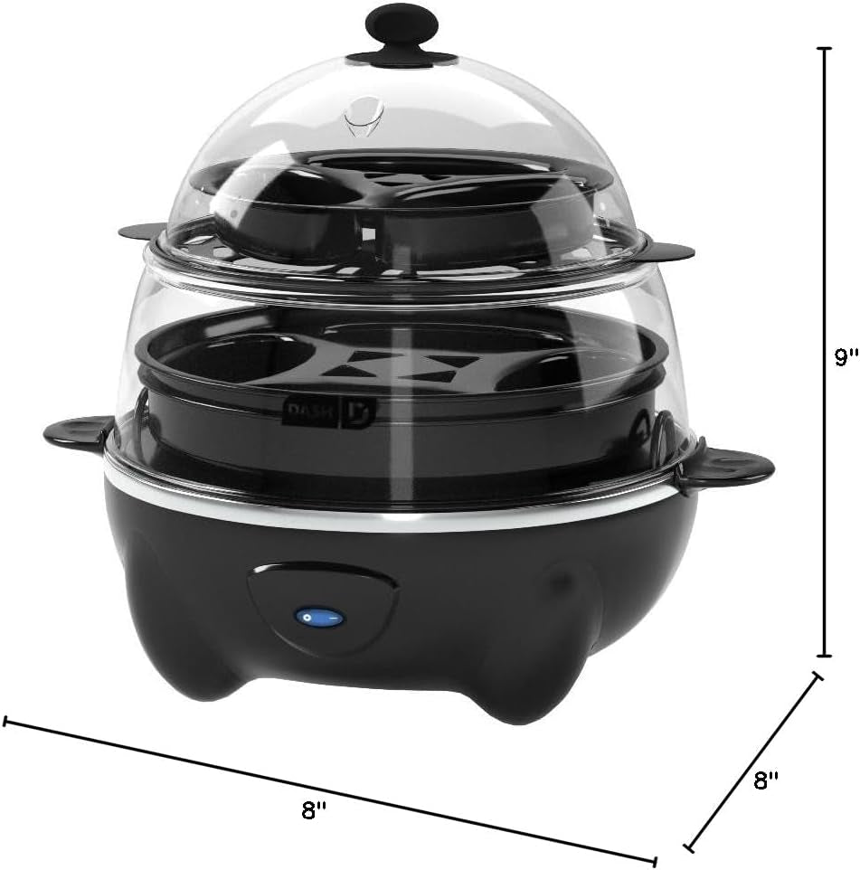 Deluxe 12-Capacity Rapid Egg Cooker - Perfect for Hard Boiled, Poached, Scrambled Eggs & More with Auto Shut Off - Black