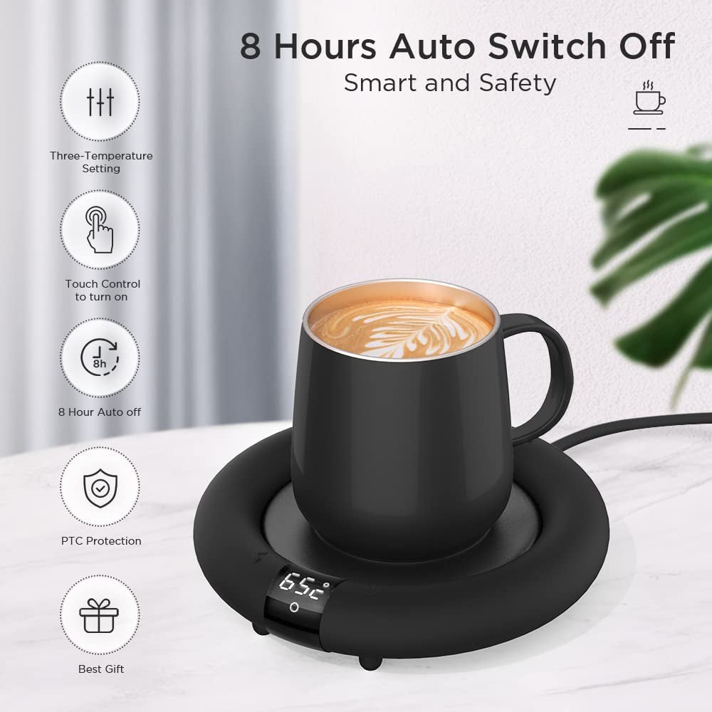 2022 Smart Coffee Mug Warmer - Auto Shut Off, 3 Temperature Settings, Touch Switch & LED Display - Perfect Gift for Coffee Lovers!