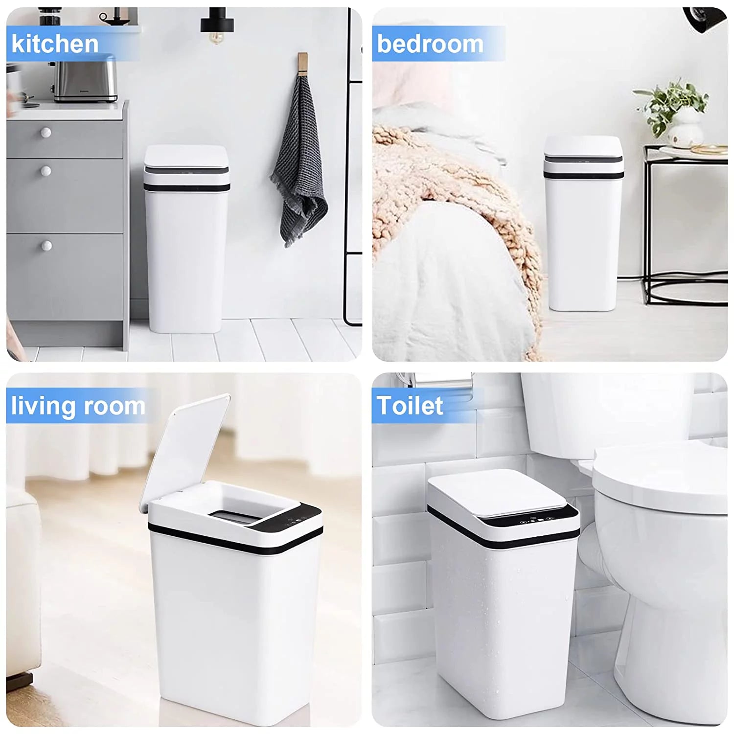 Touchless 2.5 Gallon Bathroom Trash Can with Lid - Perfect for Kitchen and Bathroom Use