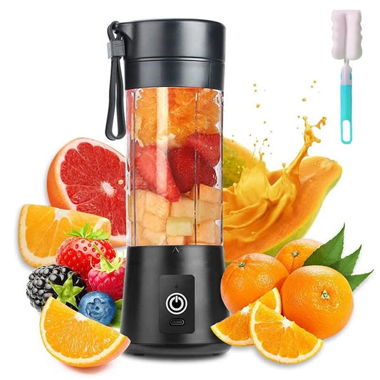 Portable Battery-Powered Blender - Sleek Black Design for Smoothies On-the-Go