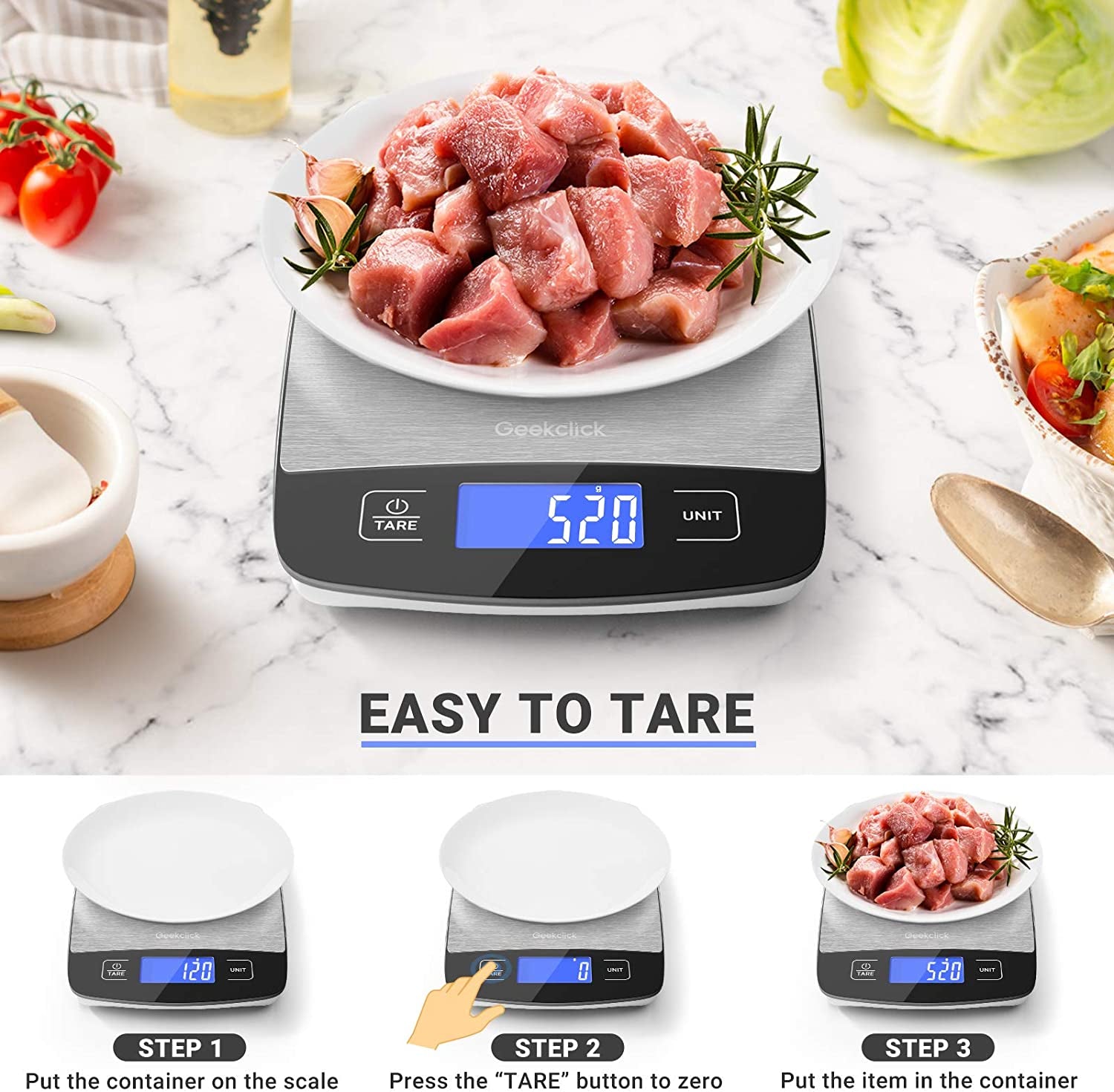 Precision Digital Kitchen Scale - Compact Food Weight Scale for Grams & Ounces, Ideal for Baking, Cooking, Meal Prep & Weight Loss, Easy Clean Stainless Steel Design