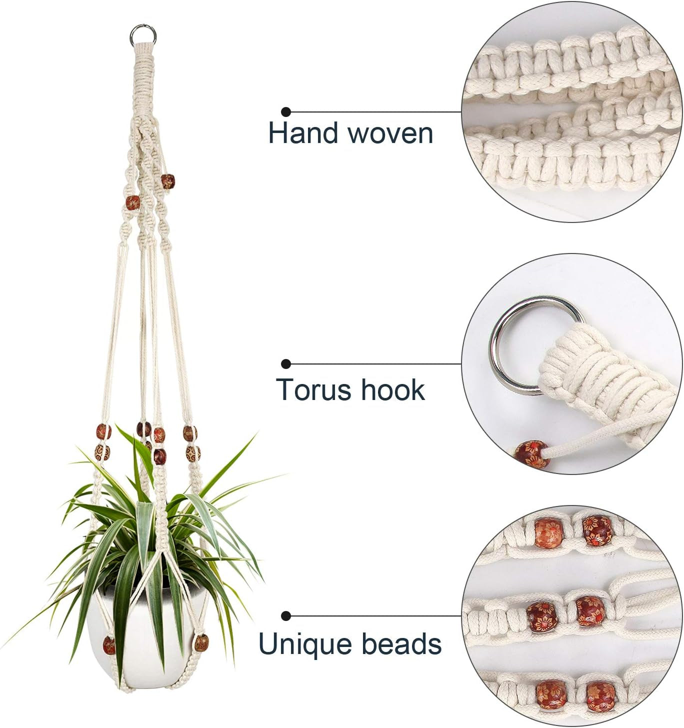 Stylish Macrame Plant Hangers - Set of 2 Decorative Indoor Planters for Home Decor