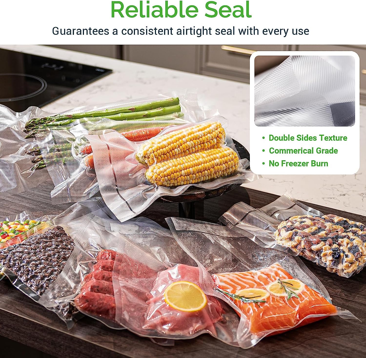 Premium Vacuum Sealer Rolls - 2 Pack, 8" x 50' Food Storage Bags Compatible with All Food Sealer Machines