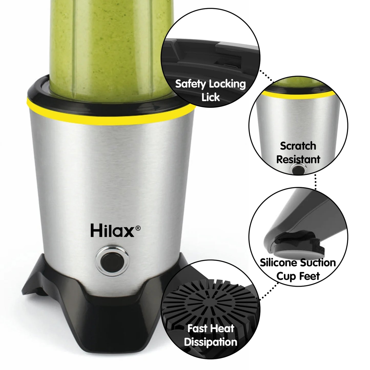 Powerful Personal Portable Blender for Smoothies and Food Prep - 1200W, BPA Free, Includes 35Oz & 14Oz Bottles, Silver