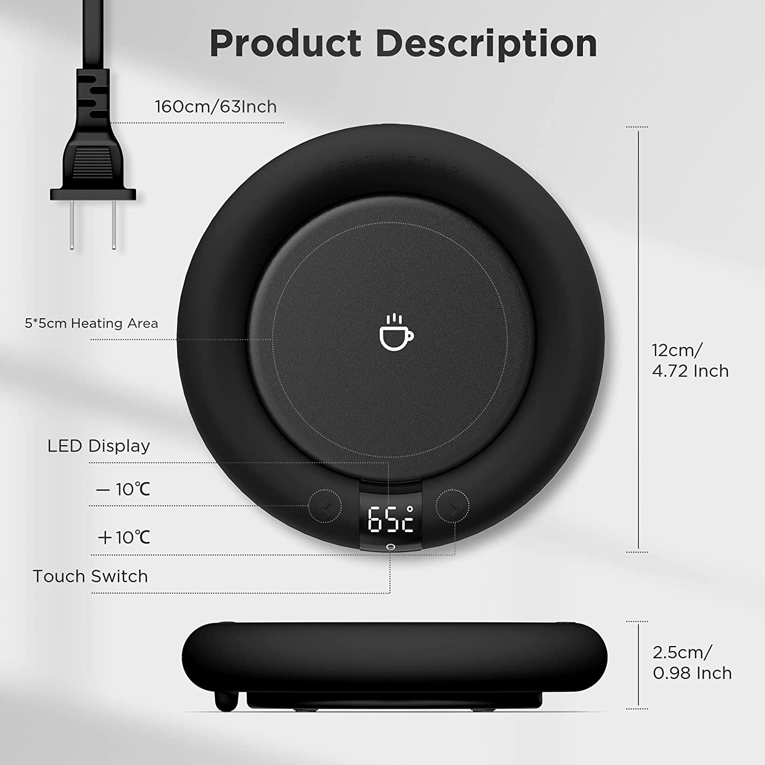 2022 Smart Coffee Mug Warmer - Auto Shut Off, 3 Temperature Settings, Touch Switch & LED Display - Perfect Gift for Coffee Lovers!